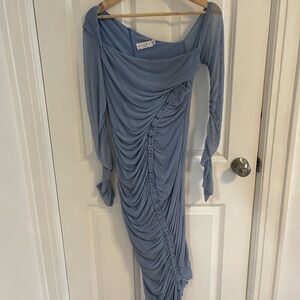 Blue midi maternity dress